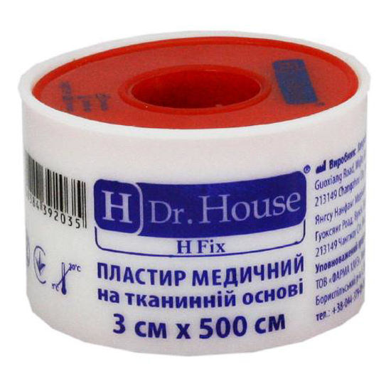 Пластир медичний H Dr.House 3 см х 500 см на тканинній основі